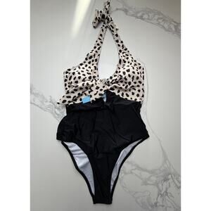 NWT Polka Dot Halter One Piece Swimsuit Small